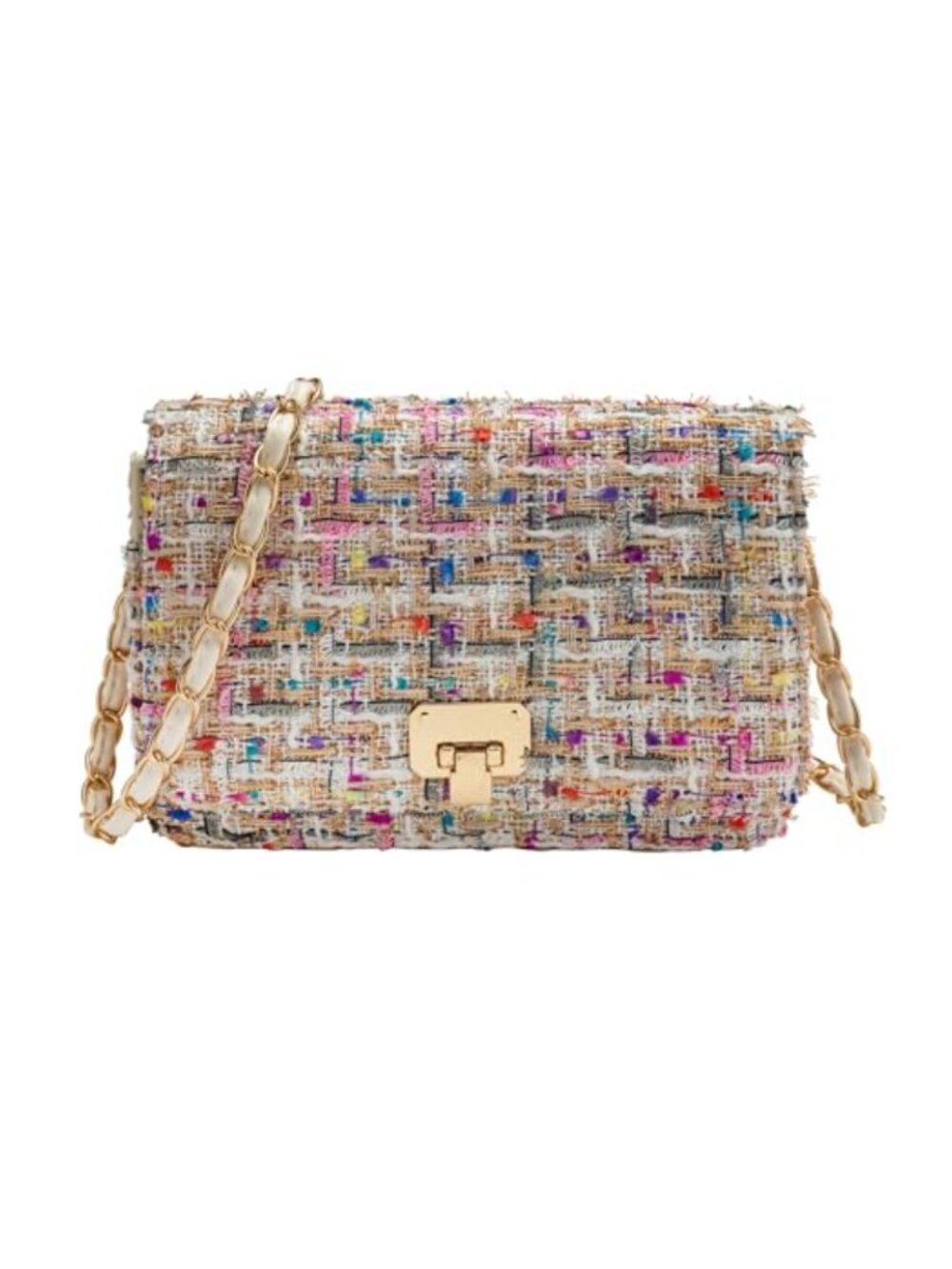 Women's Tweed Plaid PU Leather Quilted Crossbody Evening Bag